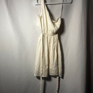 Sky To Moon One Shoulder Eyelet Mini Dress Cream Size S Summer Cottagecore